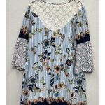Fig and Flower Anthropologie Boho Floral Mini Tunic Dress Small Bell Sleeve Blue Photo 1