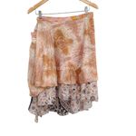 Vintage Iris Impression Silk Floral Printed Wrap Skirt Convertible Side Tie Tan Size undefined Photo 1