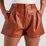 Women's Brown Leather Shorts Photo 3