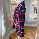 American Eagle Vintage Red Navy Blue Plaid Wool Peacoat Nautical Jacket Sz S Photo 1