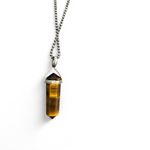 Artisan Tigers Eye crystal Pendant Necklace sterling silver 925 chain Photo 3