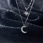 Silver Moon and Star Necklace Photo 1