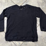 RtA Womens Black Distressed Holes Crewneck Sweatshirt Sz XS Grunge Goth Preppy Photo 0