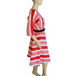 R.E.O. ORIGINALS RED & WHITE CHEVRON STRIPE VINTAGE 1980'S DRESS (M) Size M Photo 3