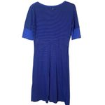 prAna  Women’s Sz Medium Gina Dress Cotton Blend Blue Stripe Short Sleeve Photo 5