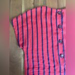 Chetta B Vintage 80s . Peter Novello Sherrie Bloom Red Blue Stripe Linen Dress M Photo 4