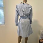 Lord & Taylor medium floral sequin collar belted shirt dress D1 1930 Blue Photo 9
