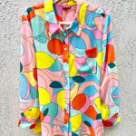 STAUD Printed Miriam Button Down Shirt Citrus Kaleidoscope Women's Size Large Photo 2