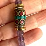 Amethyst stretchy charm bracelet with Indian beads Photo 4