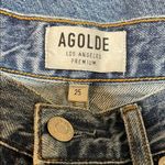 AGOLDE Riley High Rise Straight Asymmetrical Frayed Raw Hem Crop Jeans Size 25 Photo 2