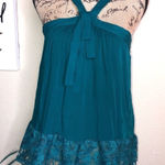 Entro Halter Style Crochet Teal Tank Top Size Small Photo 0