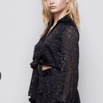 Good American Black Burnout Leopard Print Tie Waist Long Sleeve Blouse Top 5 Photo 4