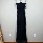 Vera Wang White  Dress Womens 8 Black Crinkle Chiffon Trumpet Hem Strapless Gown‎ Photo 7