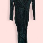 Beautiful aquamarine emerald sequin faux wrap stretchy mermaid maxi dress NWT Green Photo 1