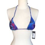 Pretty Little Thing Pretty Little Things NWT Blue Acid Wash Contrast Tie Triangle Bikini Top Size 2 Photo 1