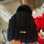 Michael Kors  Black Acrylic Pom Crochet Beanie Cap Photo 7