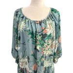 H&M  Women’s Teal Floral Puff Sleeve Dress Size Small Photo 4