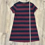 Duffield Lane Navy Burgundy Stripe Short Sleeve Pullover Shirt Midi Dress Size L Blue Size L Photo 1