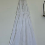 Raga Anthropologie Dress Maxi White Crochet Halter Empire Boho Swim Coverup S Photo 0