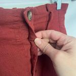 American Eagle Paper Bag Linen Blend Skirt Size XS Rust Red Pull On Button Photo 3