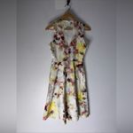 Hunter Bell Anthropologie  Kukka Tea Dress Multi Floral Pleated Stretch Sz 4 Photo 1