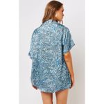 frankie's bikinis Fifi Silk Button Up Shirt Blue Paisley Size XS Photo 2