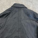 VTG black Leather Coat jacket zip up collared vintage 100% genuine fully lined Size L Photo 7