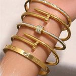 18K Gold Plated Rhinestones Bangle Stainless Steel Bracelet Womens Jewelry Gift Photo 6