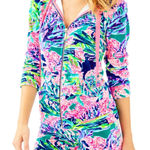 Lilly Pulitzer Larina Velour zip up hoodie in Multi Fan Club size XS Photo 0