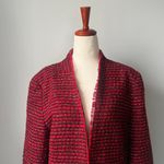Ann Taylor  Red and Black Jacket Sise 14 Women’s Tweed Blazer with Fringe Photo 4