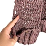 Handmade Hand Knit Grandma Wool Blend Soft Chunky Mauve Long Scarf w Pockets Boho Cozy Photo 5