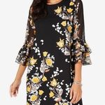 Alfani  Black Dress with Yellow Floral Design Photo 0