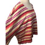 For Cynthia Striped Vibrant Red Orange Multicolor Linen Blend Boxy Fit Top
Con Photo 1