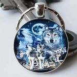 Wolves in Night Sky Keychain/Bag Charm New in Packaging Blue Photo 0