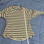 Free People  Black and White Striped Long Sleeve shirt | Size Large Photo 6