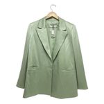Alice + Olivia Denny Satin Single Breasted Boyfriend Blazer Green Tea Size 6 New Photo 7