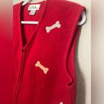 Lisa International Red Boiled Wool Dog Themed Zip Up Vest L READ description Size L Photo 1