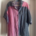 Flax  Linen 2PC Stripe Blouse Set Photo 5