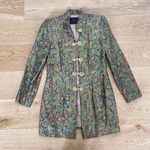 Max Nugus Embroidered Silk Tunic Jacket in Green Multi Photo 0