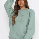 White Fox Boutique  Santa Monica Sweatshirt in Sage green Photo 0