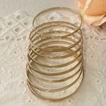 Elegant Gold Bangles Thin Straight Line Flat Classy Boho Bracelet Set in EUC Photo 0