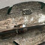 Vintage JJ Signed Satin Green Leaf Brooch Pin Textured Women's Party Accessory Photo 3