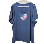 Life is Good Blue American Flag Heart V Neck Crusher Tee Size XXXL 3X Photo 1
