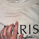 H&M Paris Place Vendome Sweatshirt Womens Cream Crew Neck Button Shoulder Size L Photo 2