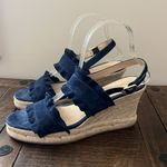 Jack Rogers  Wedge Espadrille‎ Navy Blue Ruffle Double Strap Size 8.5 Photo 5