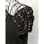 Apostrophe  Top Black Boat Neck Short Studded Sleeve Bands Women's Size S/C Photo 1