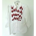 Figue White Beaded Cotton 3/4 Sleeve Button Down Collared Shirt No Sz (Flaws) Photo 1