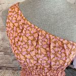 BP Womens Pink Tan Smocked One Shoulder Allison Floral Crop Top Size Small NWT Photo 1