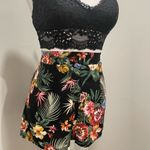Forever 21 F21 Black Multicolored Tropical Floral Printed High-Waist Shorts - S Photo 10