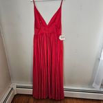 Fame and Partners  Elegant Red Maxi Dress V-Neck Formal Prom Long Wedding Ball Photo 4